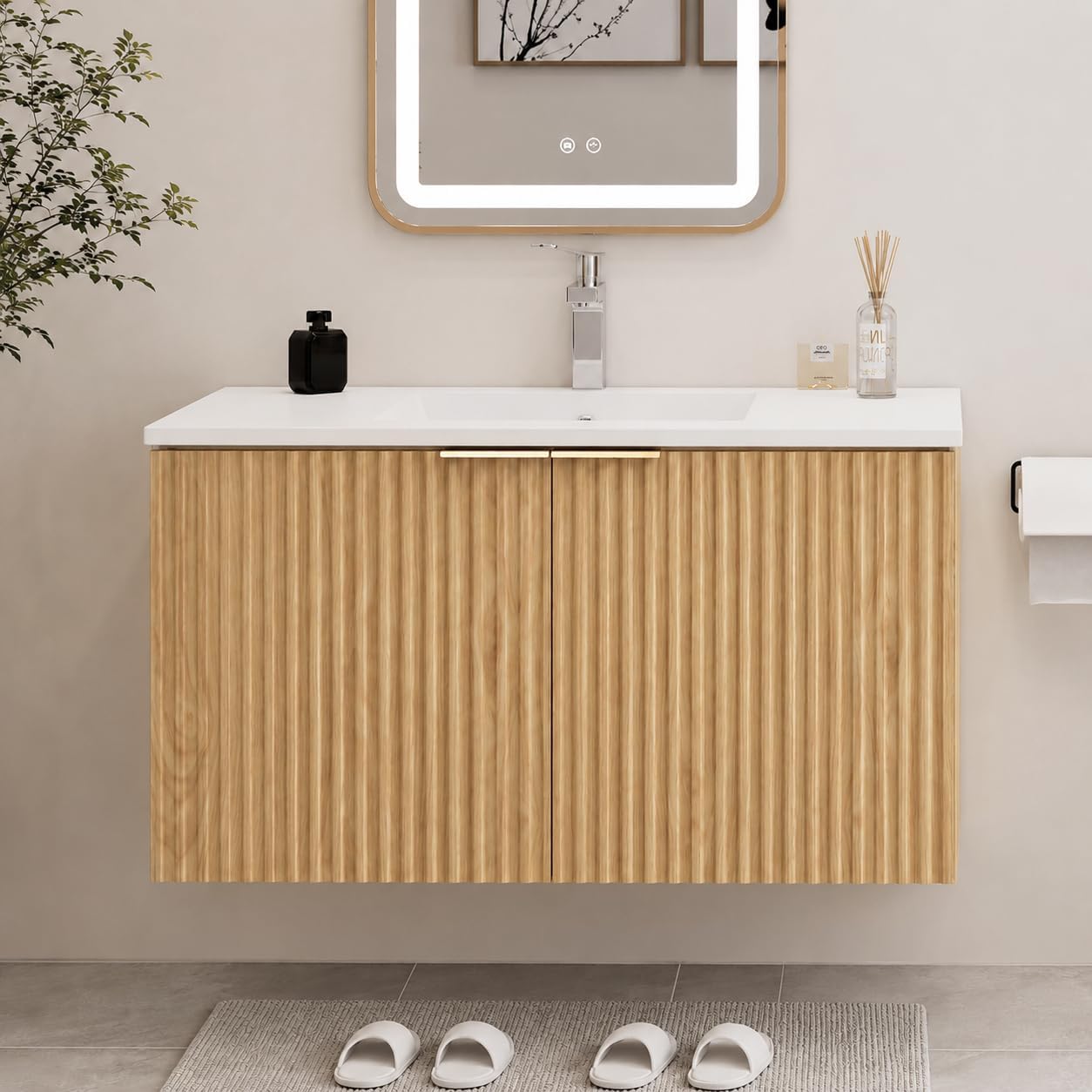 Home In Bathroom - Modern Floating Bathroom Vanity With Wavy