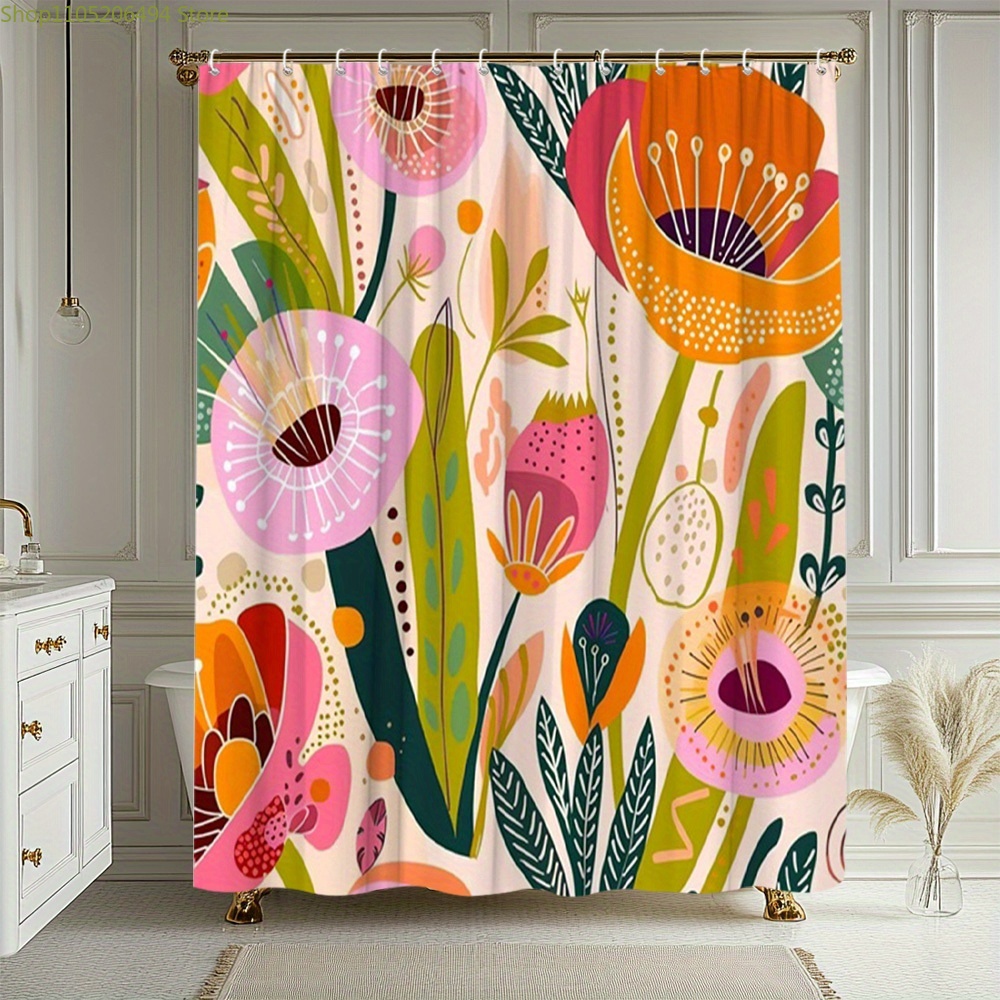 Vibrant Floral Pattern Shower  - Home Bathroom Design Ideas review and price