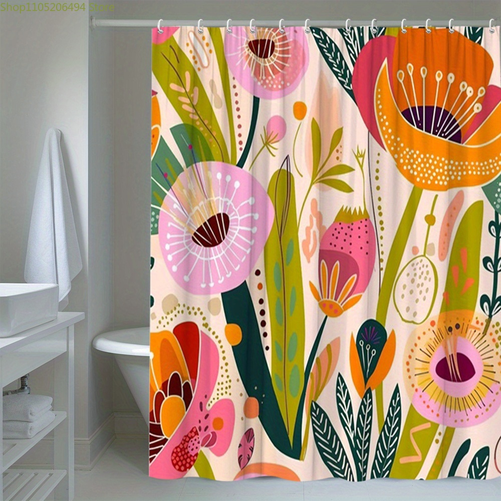 Vibrant Floral Pattern Shower  - Home Bathroom Design Ideas review and price