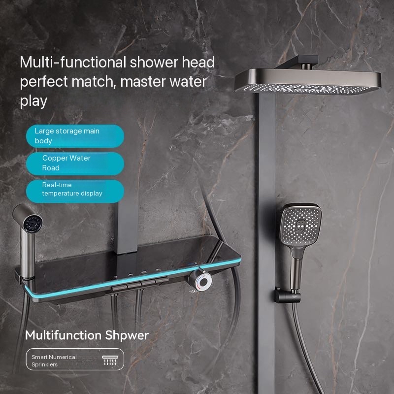 Gray Piano Button Ambient Ligh - Shower Head Rain review and price
