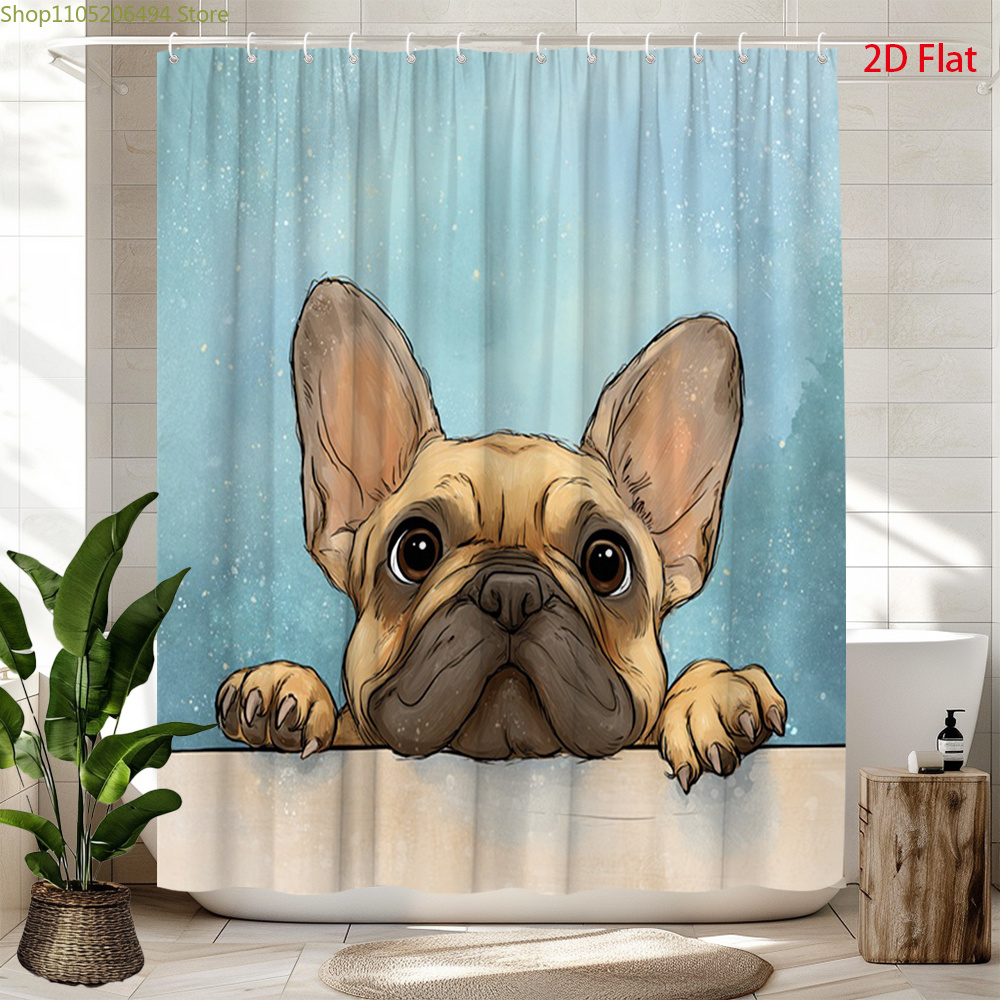 Cute French Bulldog Shower Cur - Home Bathroom Design Ideas review and price
