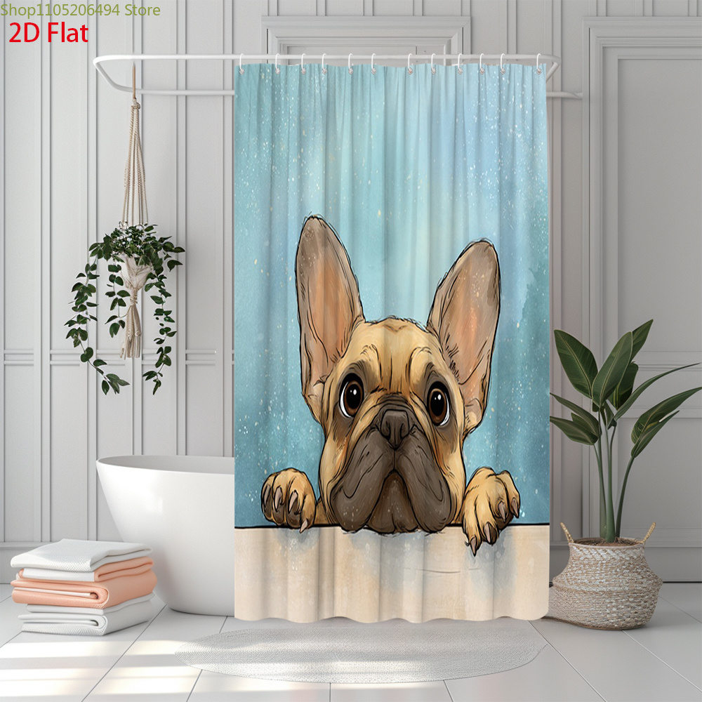 Cute French Bulldog Shower Cur - Home Bathroom Design Ideas review and price