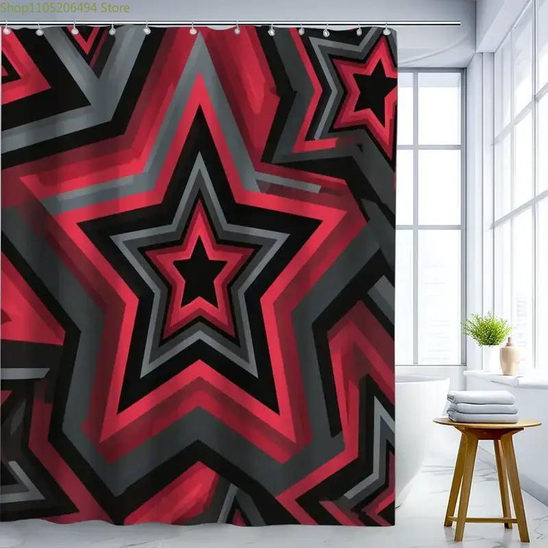 Bold Red Star Pattern Shower C - Home Bathroom Design Ideas review and price
