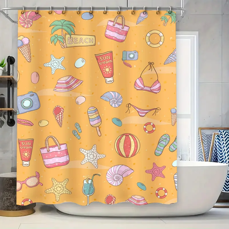 Beach Summer Theme Shower Curt - Home Bathroom Design Ideas review and price