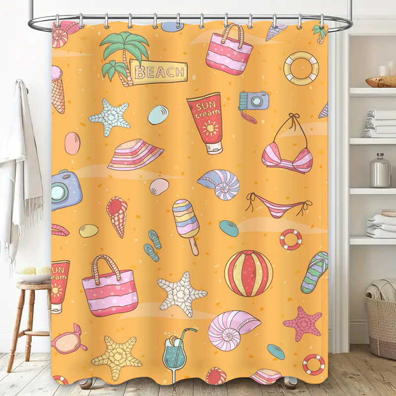 Beach Summer Theme Shower Curt - Home Bathroom Design Ideas review and price
