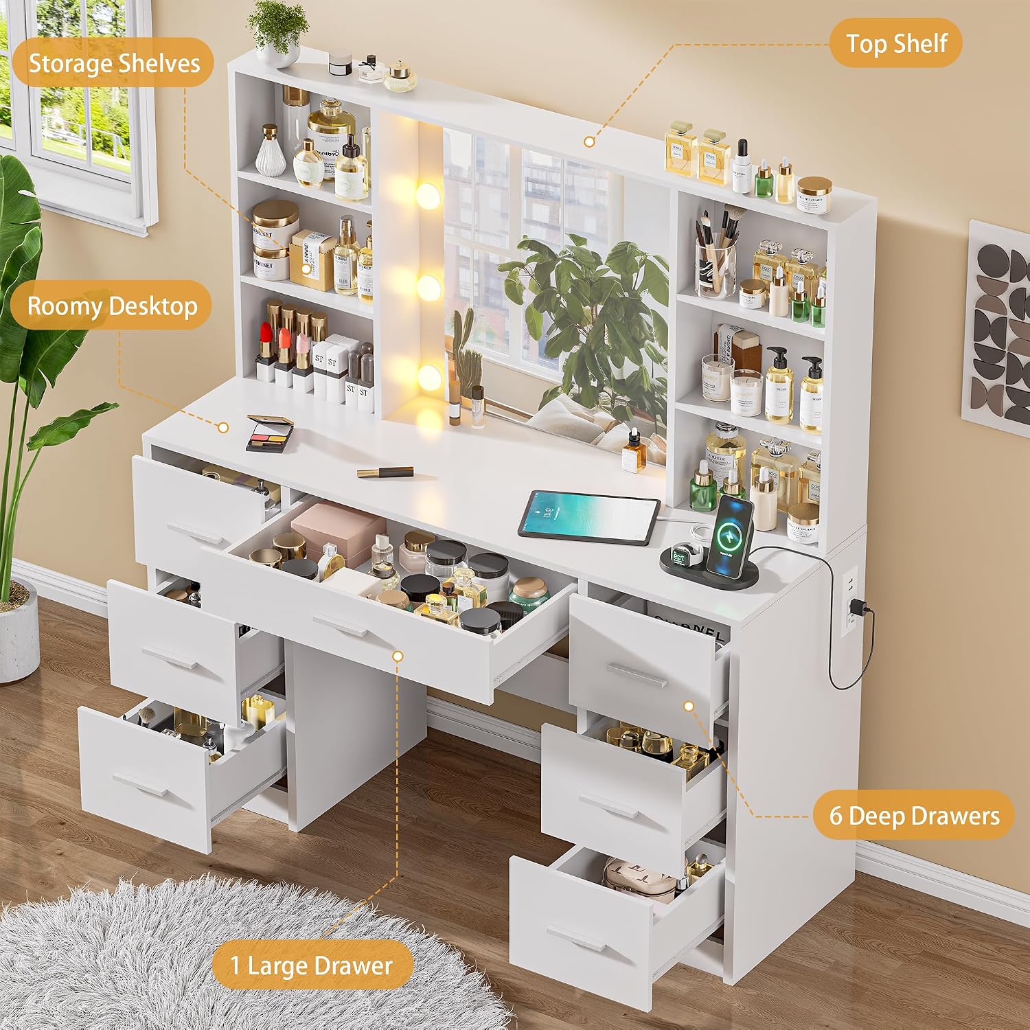 Large Vanity Desk with LED Mir - Home Outlet Bathroom Mirrors review and price