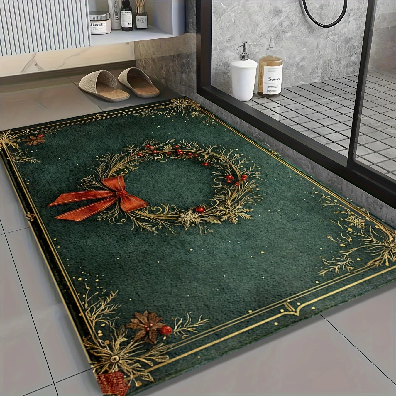 Christmas Wreath Printed Flann - Home Bathroom Design Ideas review and price