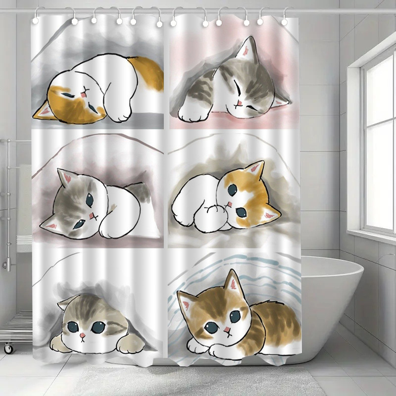Cute Sleeping Cats Shower Curt - Home Bathroom Design Ideas review and price