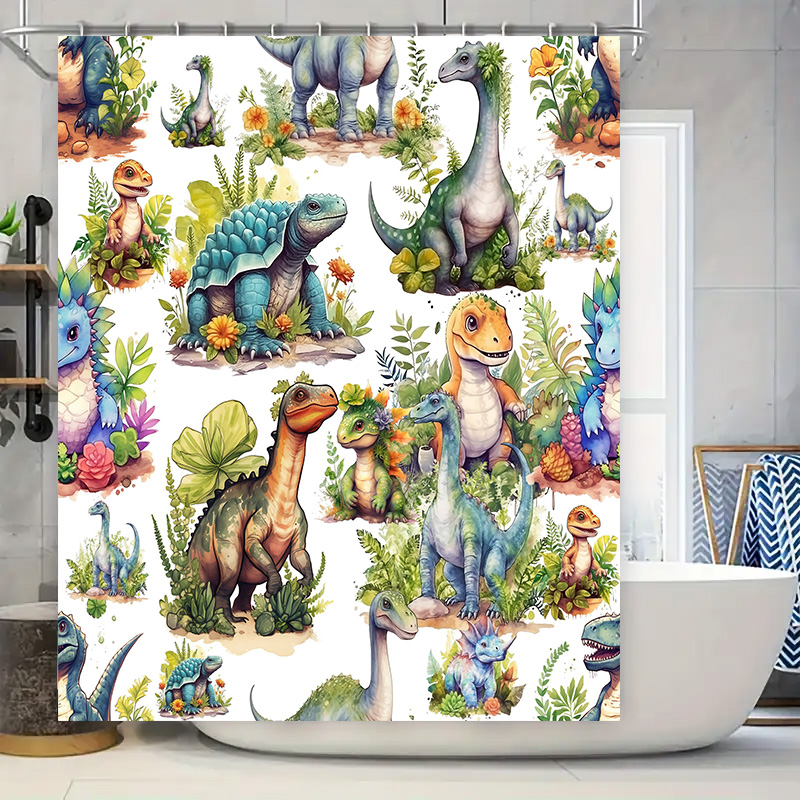 Colorful Dinosaur Shower Curta - Home Bathroom Design Ideas review and price