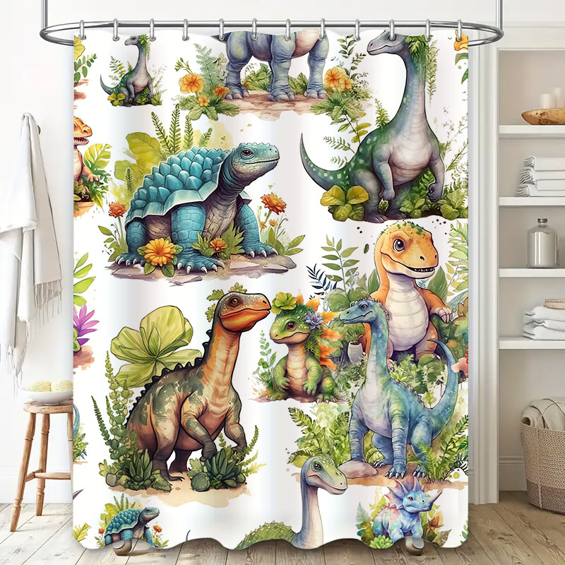 Colorful Dinosaur Shower Curta - Home Bathroom Design Ideas review and price