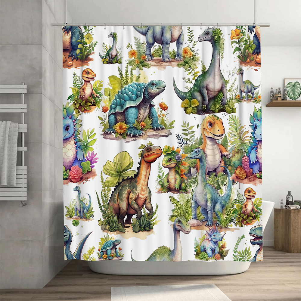 Colorful Dinosaur Shower Curta - Home Bathroom Design Ideas review and price