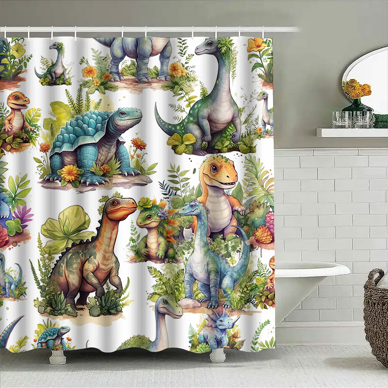 Colorful Dinosaur Shower Curta - Home Bathroom Design Ideas review and price