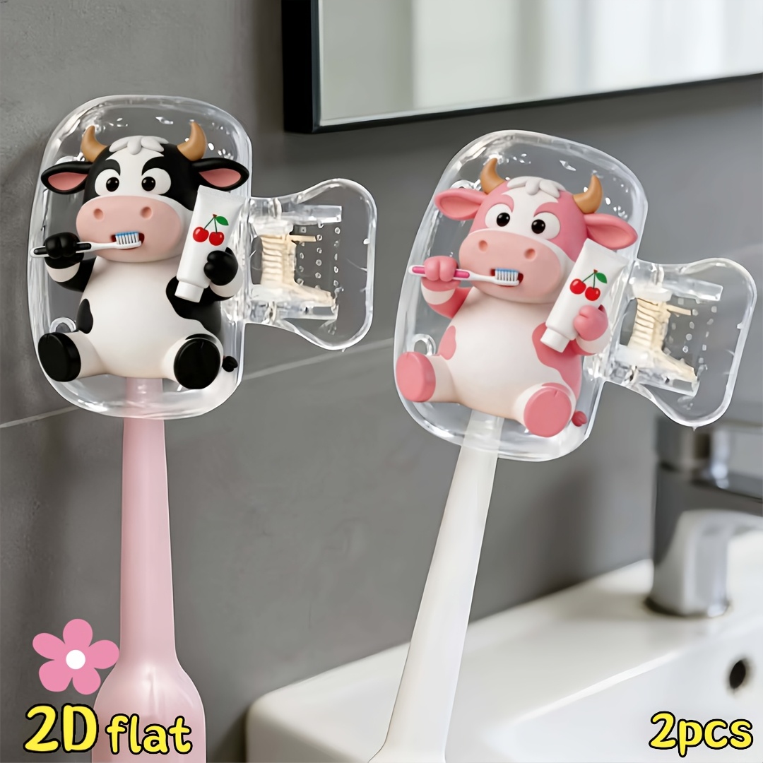 2pcs Cow Toothbrush Holder Tra - Home Essentials Bathroom Storage review and price