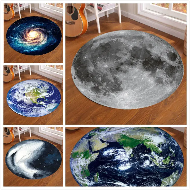 Galaxy Earth Moon Round Carpet - Home Bathroom Rugs review and price
