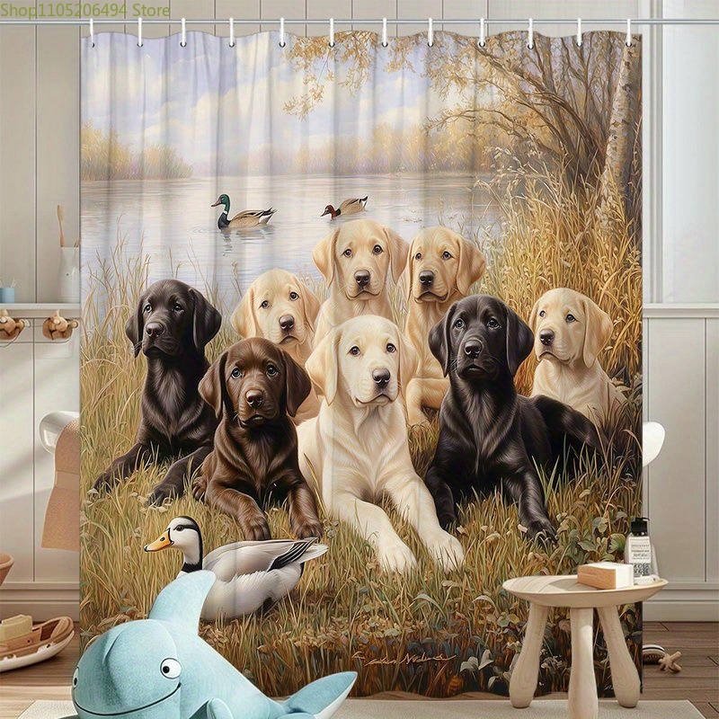 Labrador Dog Family Shower Cur - Home Bathroom Design Ideas review and price